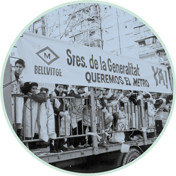 Protesta per demanar l’arribada del metro a Bellvitge. AMHL / Associació de veïns de Bellvitge